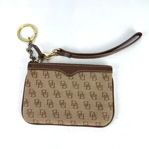 Dooney & Bourke CLASSIC Logo Change Purse Canvas With Key Ring Wristlet